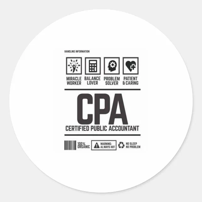 certified public accountantCPA Classic Round Sticker Zazzle