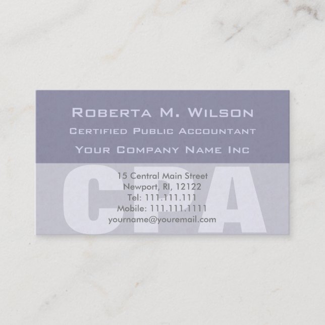 Certified Public Accountant CPA Elegant Business Card (Front)