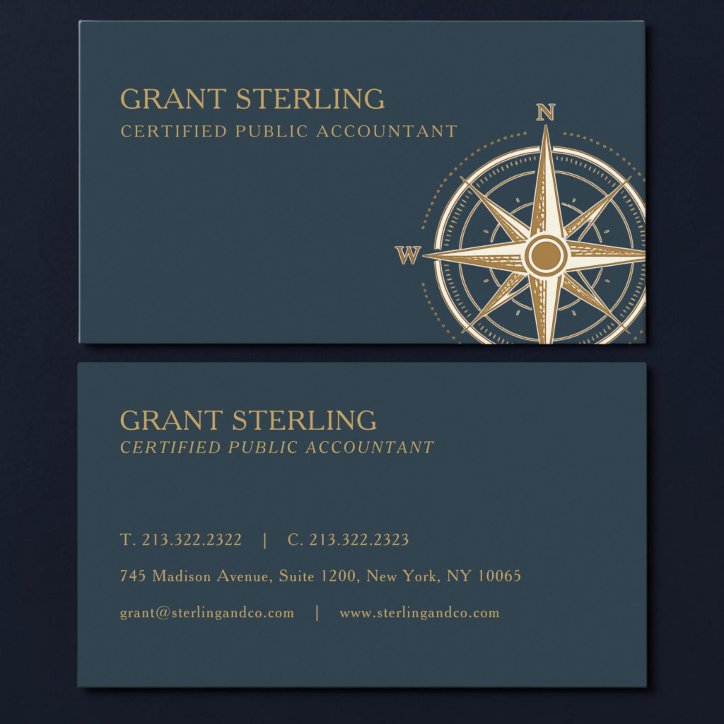 Certified Public Accountant Nautical Compass Business Card