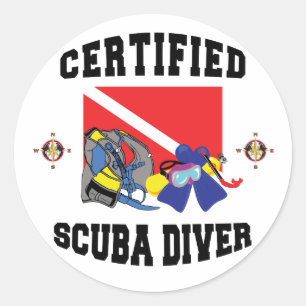 Certified SCUBA Diver Classic Round Sticker