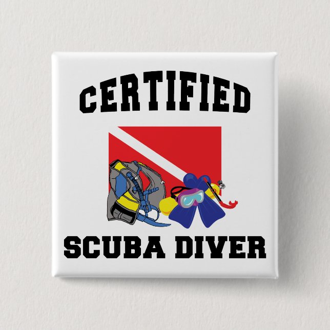 Certified SCUBA Diver Pinback Button (Front)