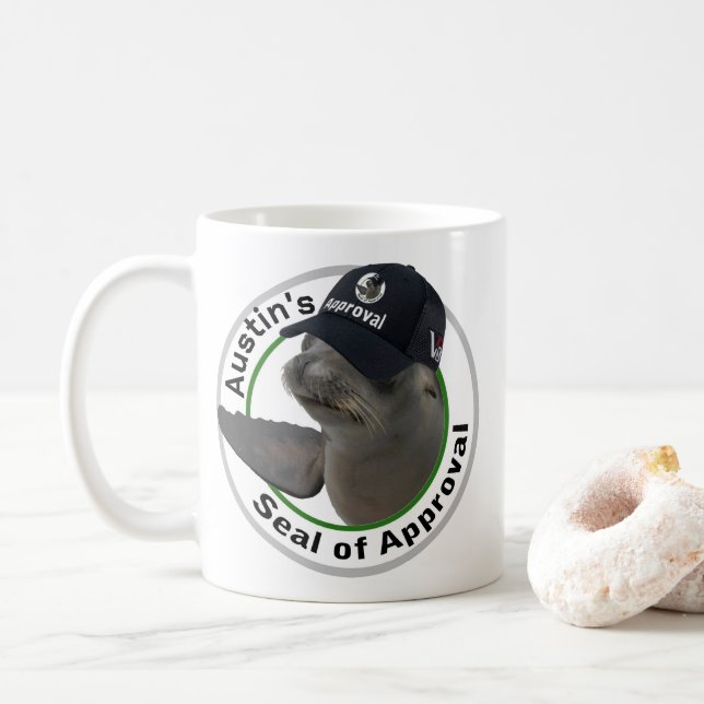 Certified Seal of Approval | Deadpan Seal Custom Coffee Mug (With Donut)