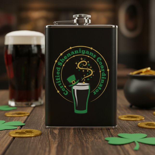Certified Shenanigans Coordinator St Paddys Flask (Creator Uploaded)