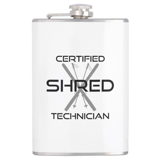 Certified Shred Technician Skiing Flask (Front)