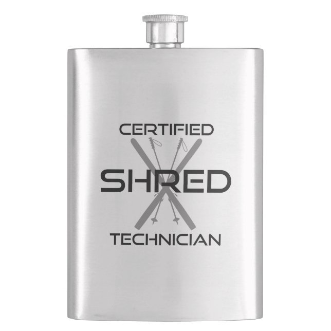 Certified Shred Technician Skiing Flask (Front)