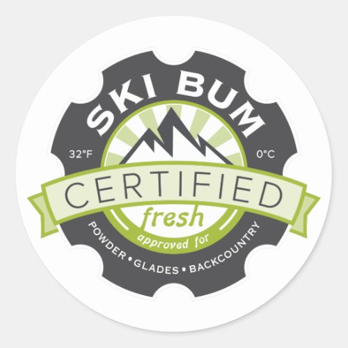 Certified Ski Bum Classic Round Sticker