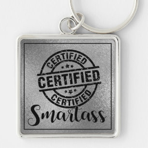 Certified Smartass Logo  Keychain