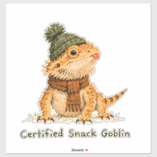 Certified Snack Goblin Bearded Dragon Art Sticker