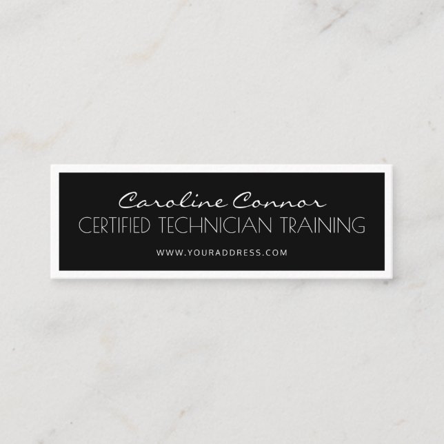 Certified Technician Training Black White Bordered Mini Business Card (Front)