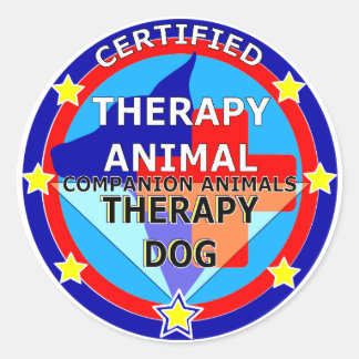 CERTIFIED THERAPY ANIMAL - THERAPY DOG CLASSIC ROUND STICKER