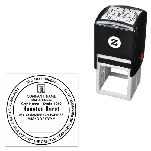 Certified true copy notary public law round black self_inking stamp