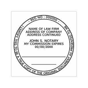 Certified true copy notary public law round black self-inking stamp