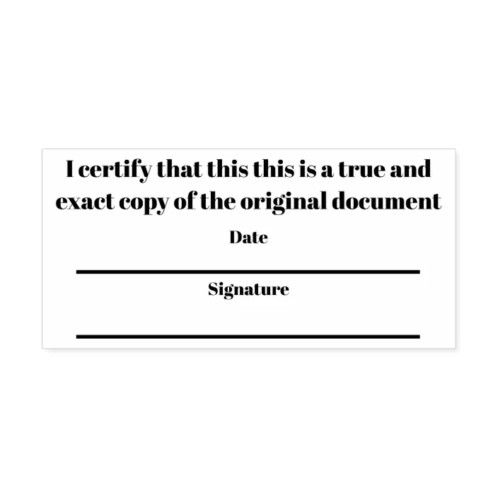 Certified True Copy With Date Signature Self Inking Stamp Zazzle Com