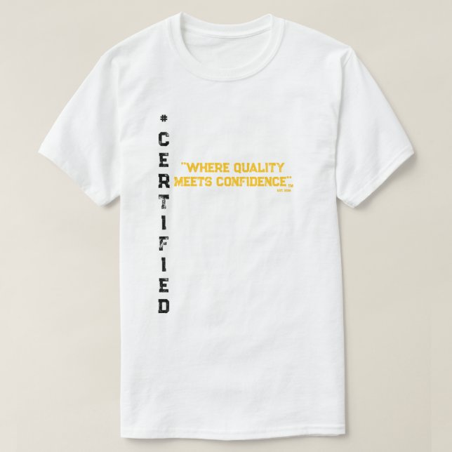 #CERTIFIED UNISEX GOLD BLK T-SHIRT (Design Front)