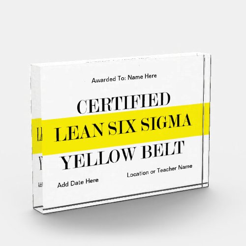 Certified Yellow Belt Acrylic Photo Block