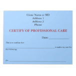 Certify of Professional Care Notepad (Sky Blue)