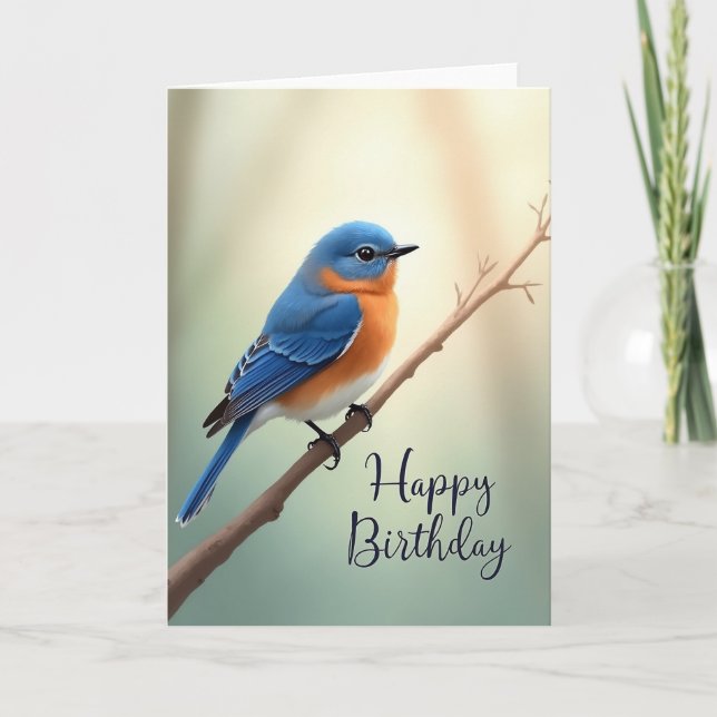 Cerulean Bird Birthday Card (Front)