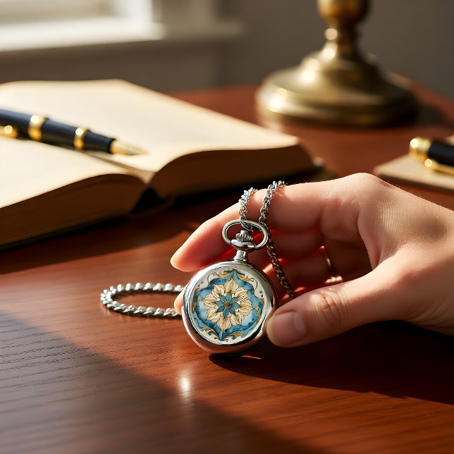 Cerulean Bloom Tapestry Necklace Watch (CERULEAN BLOOM TAPESTRY NECKLACE WATCH)