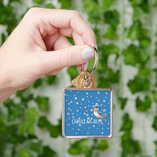 Cerulean Blue Bird Keychain (Hand)