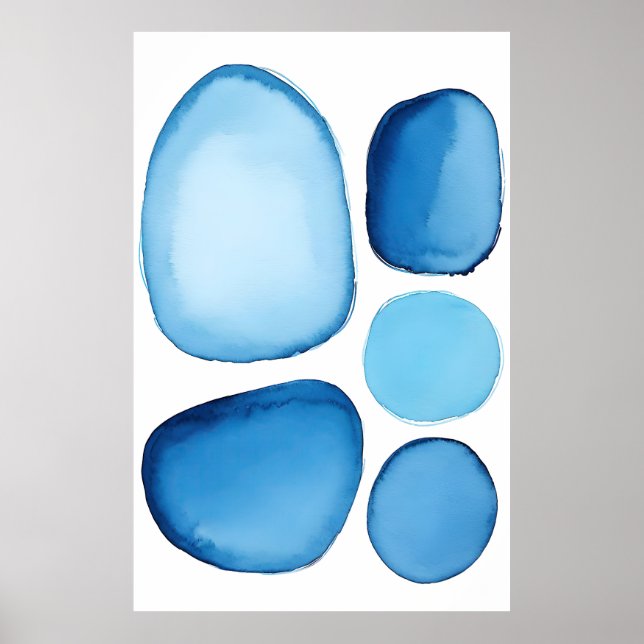 Cerulean Blue Essence Abstract Poster (Front)