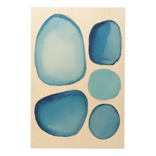 Cerulean Blue Essence Abstract Wood Wall Art