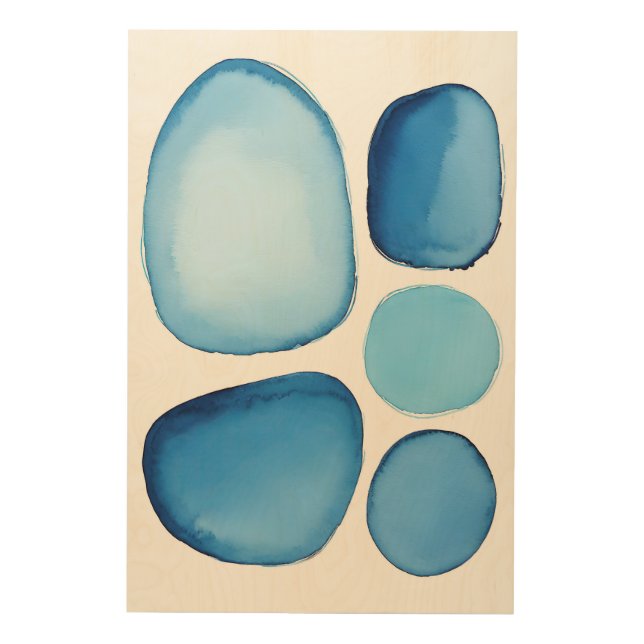 Cerulean Blue Essence Abstract Wood Wall Art (Front)