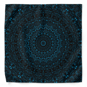 Cerulean Blue Mandala with Ornamental Symmetry Bandana