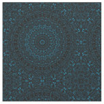 Cerulean Blue Mandala with Ornamental Symmetry Fabric