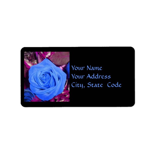 Cerulean Blue Rose Address Labels (Front)