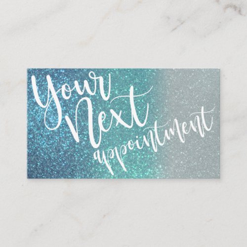 Cerulean Blue Teal Triple Glitter Ombre Typography Appointment Card