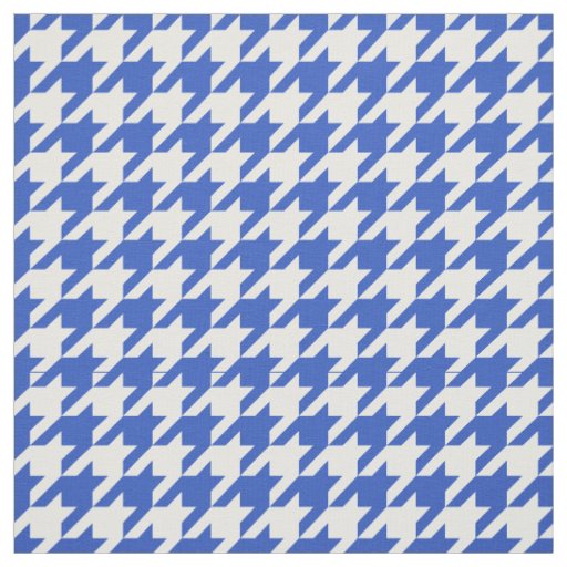 Cerulean Blue, White Houndstooth Pattern #2M Fabric