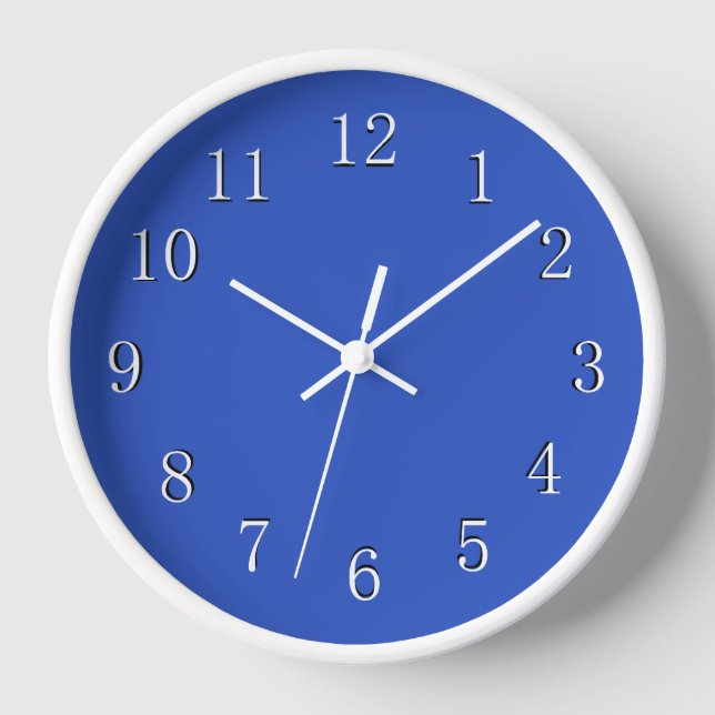 Cerulean Blue with White Frame and Hands Clock (Front)