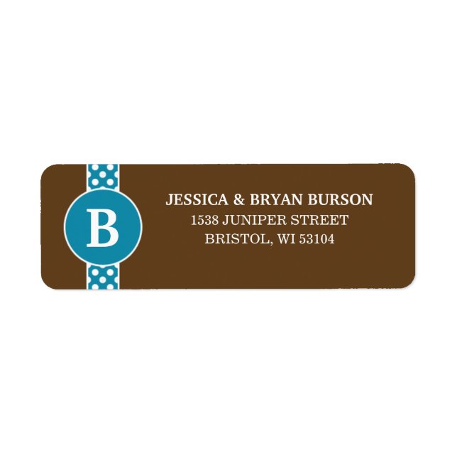 Cerulean Dainty Dots Custom Monogrammed Family Label (Front)