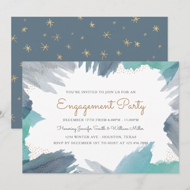 Cerulean Engagement Party Invitation (Front/Back)