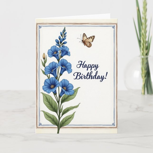 Cerulean Floral Birthday Card (Front)