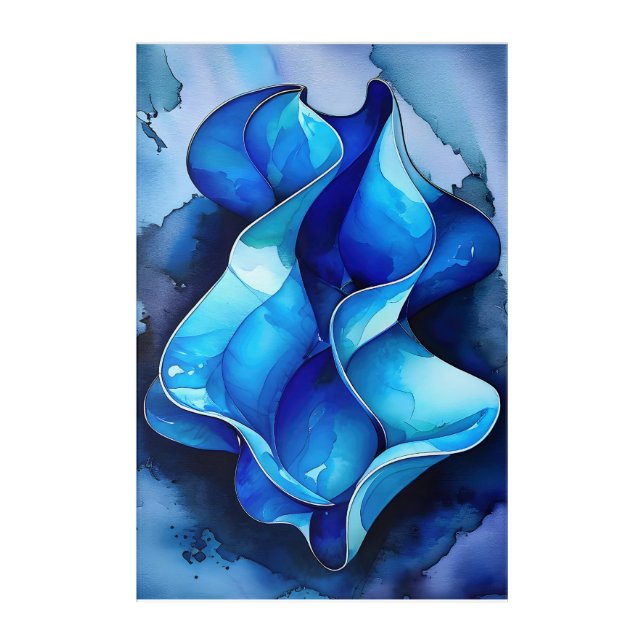 Cerulean Flow Abstract  Acrylic Print (Front)