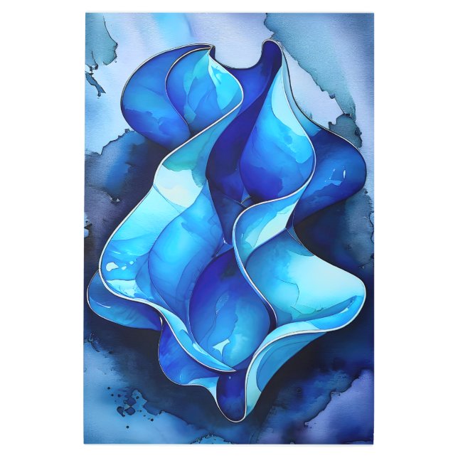 Cerulean Flow Abstract  Metal Print (Front)