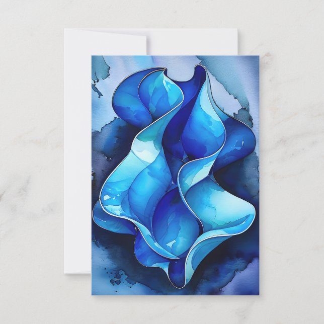 Cerulean Flow Abstract  Thank You Card (Front)