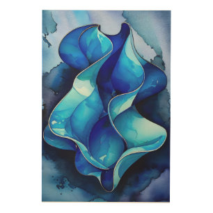 Cerulean Flow Abstract  Wood Wall Art