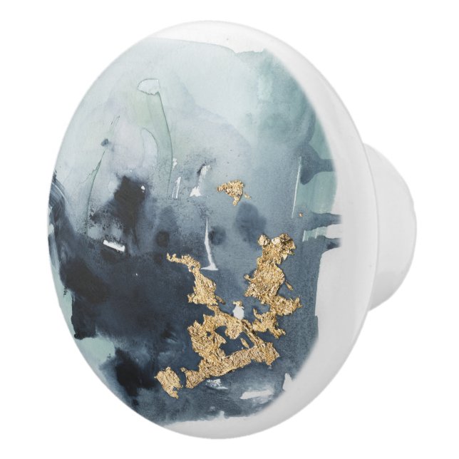 Cerulean & Gold Ceramic Knob (Right)
