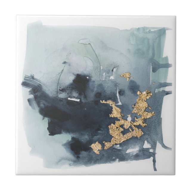 Cerulean & Gold Ceramic Tile (Front)