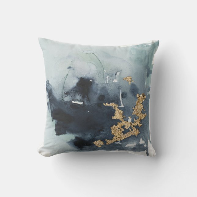 Cerulean & Gold Throw Pillow (Front)