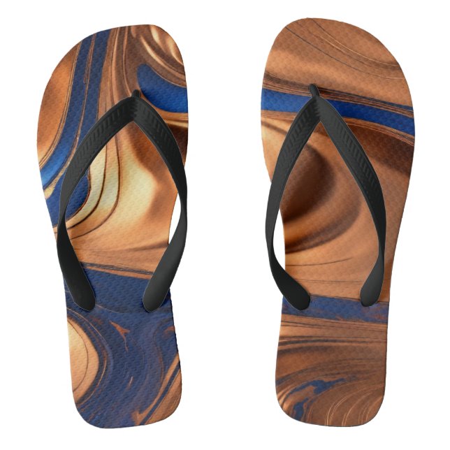 "Cerulean Opulence: Luxury Fusion of Dark Blue Mar Flip Flops (Footbed)