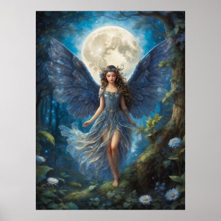 Cerulean Serenity Fairy Poster