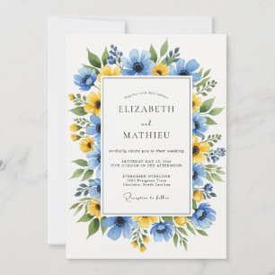 Cerulean Yellow Dazzling Botanical Wedding Invitation