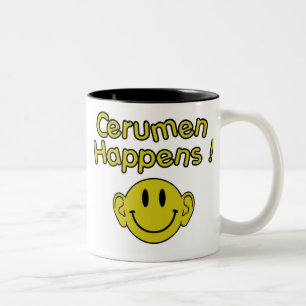 cerumen happens Two-Tone coffee mug