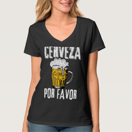 Cerveza Por Favor Distress Drinking Beer Fiesta Ci T_Shirt