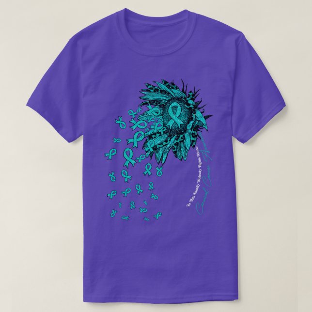 Cervical Awareness sunflower nobody fights alone T-Shirt (Design Front)