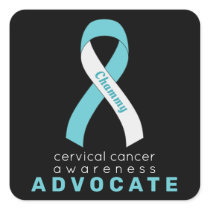 Cervical Cancer Advocate Black Square Sticker