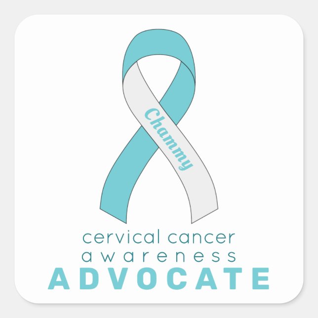 Cervical Cancer Advocate White Square Sticker (Front)